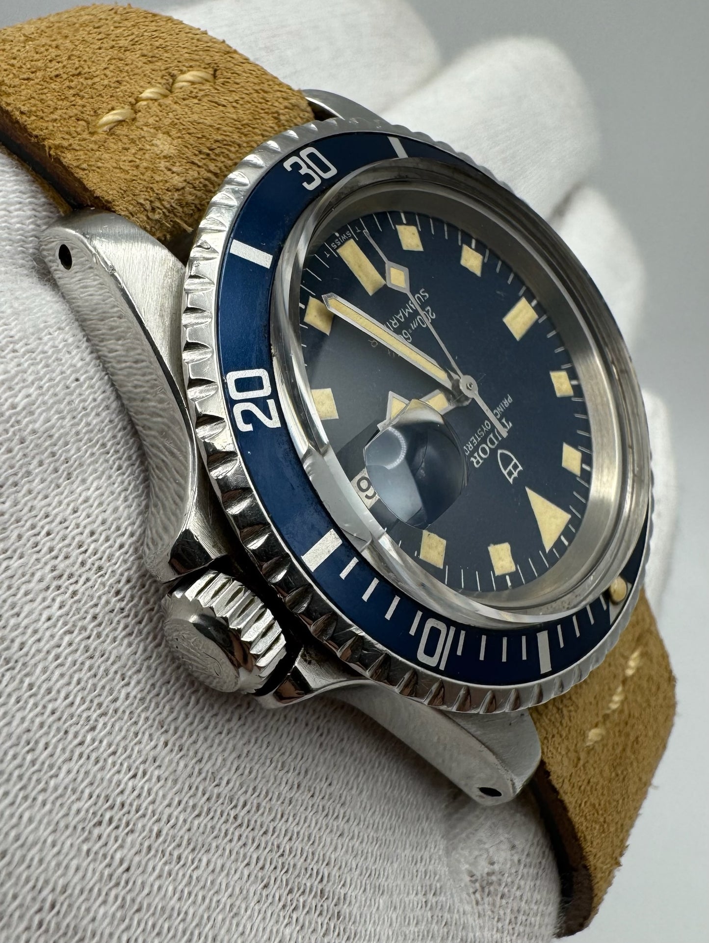 Tudor Submariner Snowflake Meters First Heavy Patina Blue Dial 1968 (Serviced/Papers)