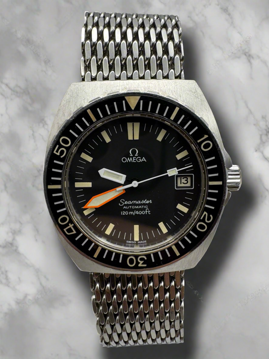 Omega Seamaster Baby Ploprof Full Steel Mesh Bracelet Yellow Patina (Unpolished/Serviced)