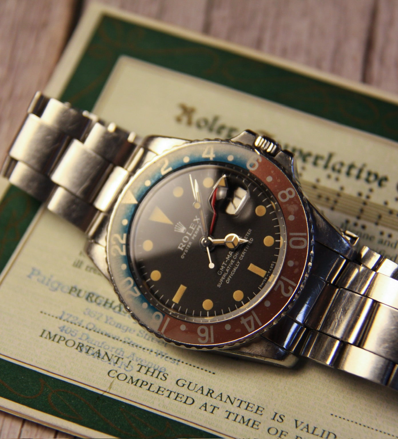 Rolex GMT-Master 1675 MK1 Long E Pumpkin Patina Faded Red Back Insert 1968 (Full-Set/Unpolished)