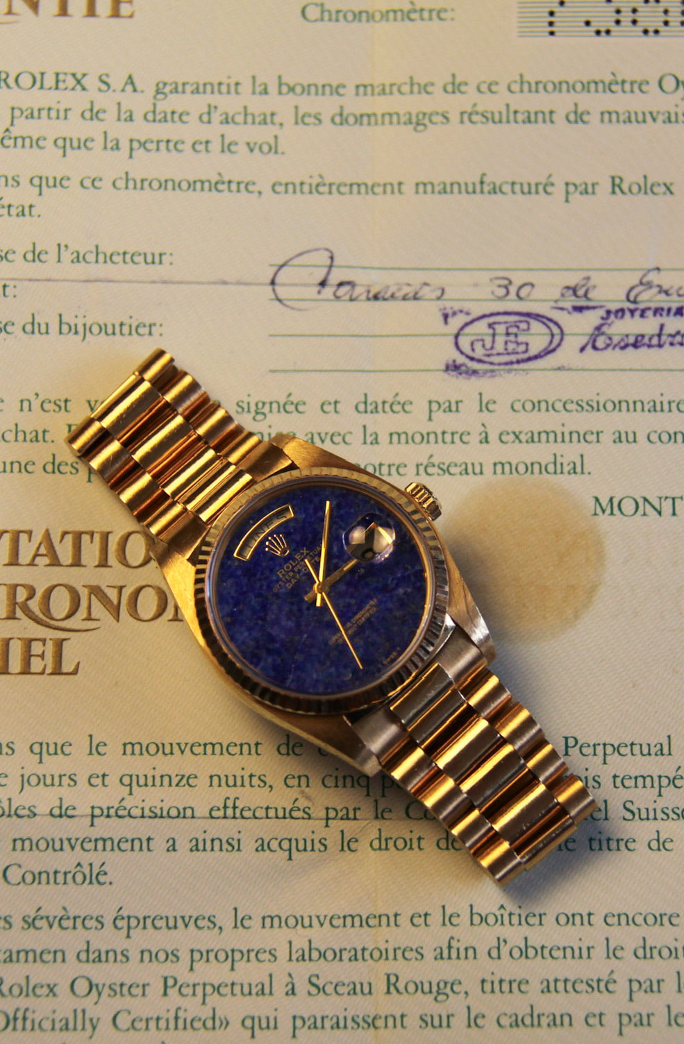 Rolex Day-Date 36 Full Gold Lapis Lazuli Dial 1983 (Full-Set/Unpolished/Serviced)