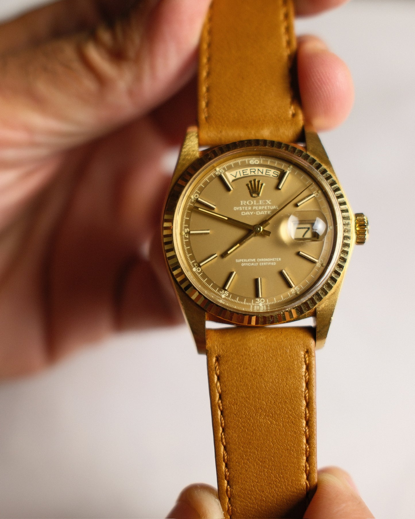 Rolex Day-Date 36 Yellow Gold Head Very Rare Ghost Havana Dial 1977 (Unpolished/Serviced)
