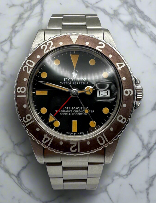 Rolex GMT-Master 1675 Osyter MK4 Pumpkin Patina Brown Insert 1977 (Full-Set/Serviced)