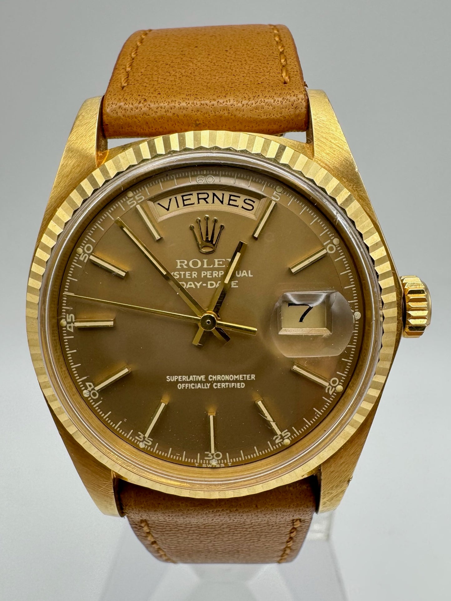 Rolex Day-Date 36 Yellow Gold Head Very Rare Ghost Havana Dial 1977 (Unpolished/Serviced)