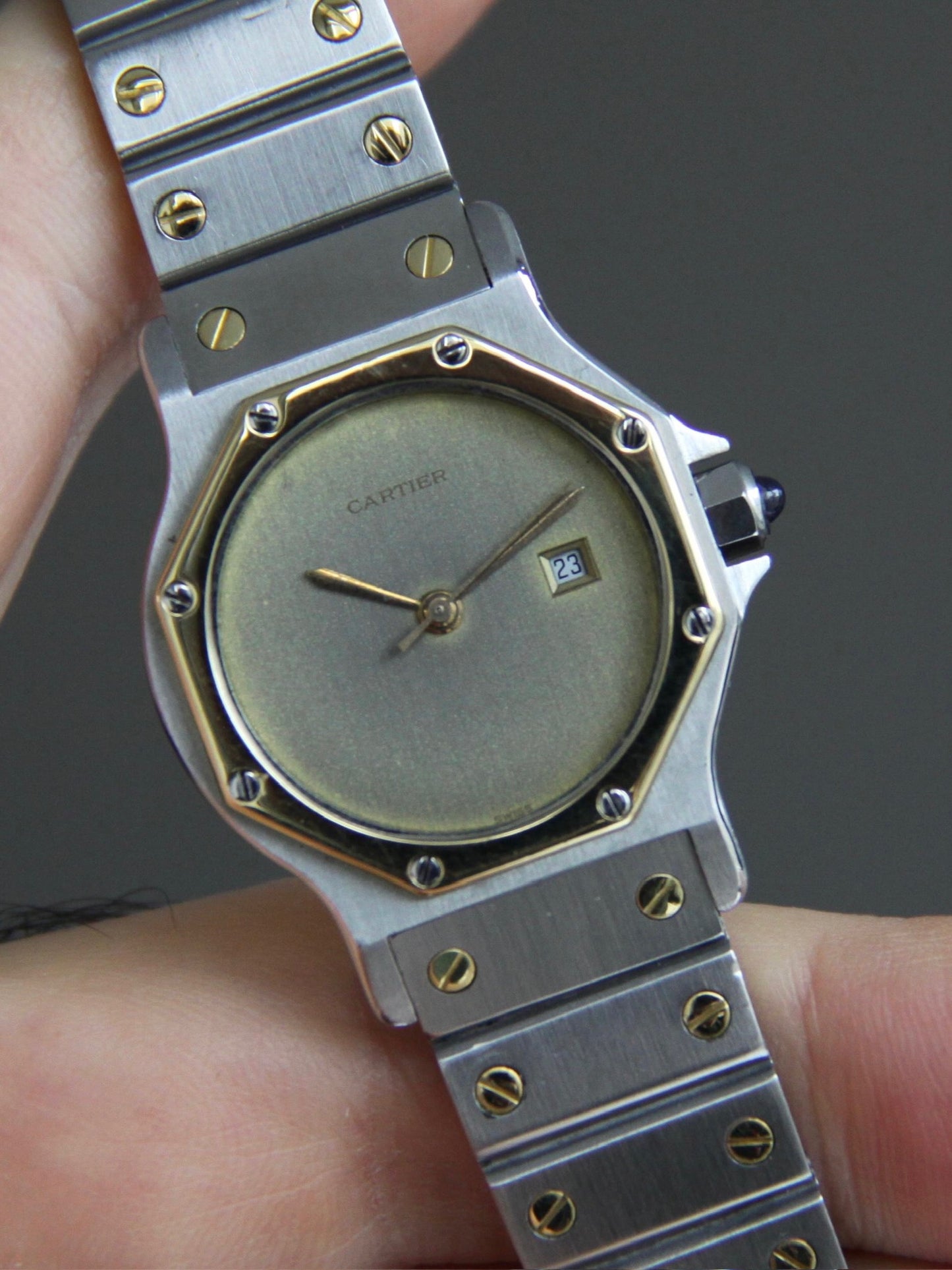 Cartier Santos Octagon Automatic Two-Tone Large Model Ghost/Grey Dial 1990 (Serviced)