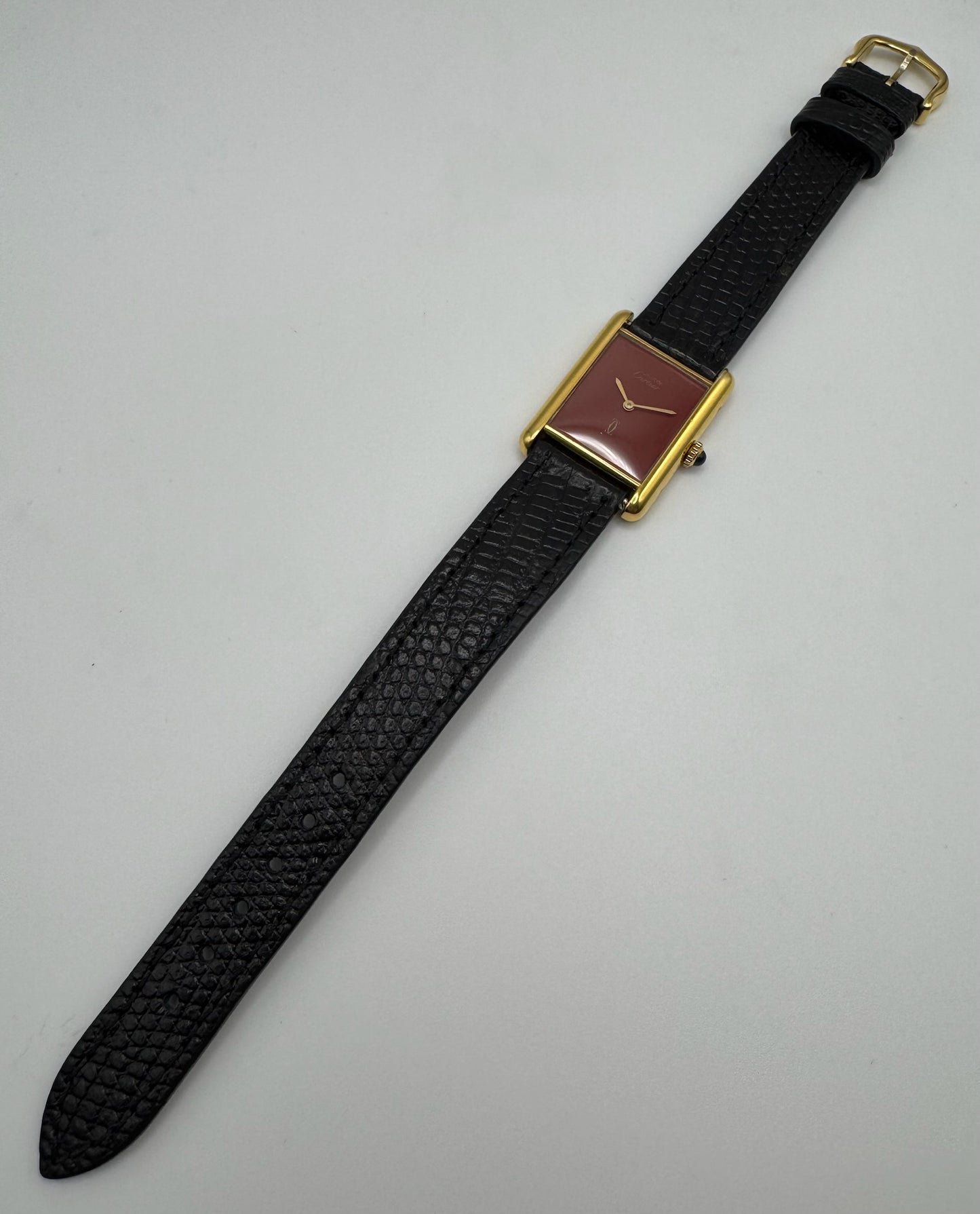 Cartier Tank Vermeil Manual with Rare Burgundy Dial (Serviced)