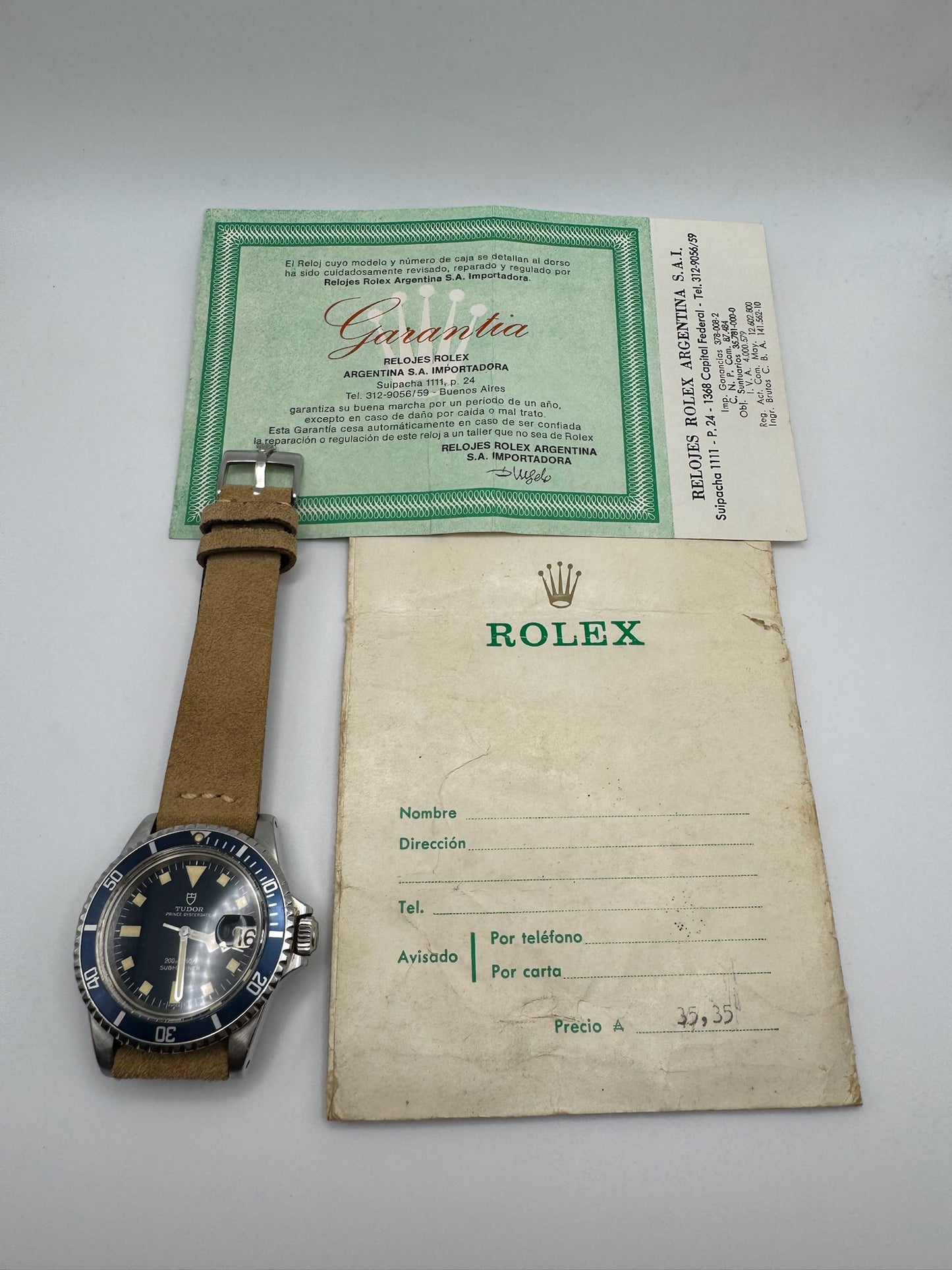Tudor Submariner Snowflake Meters First Heavy Patina Blue Dial 1968 (Serviced/Papers)