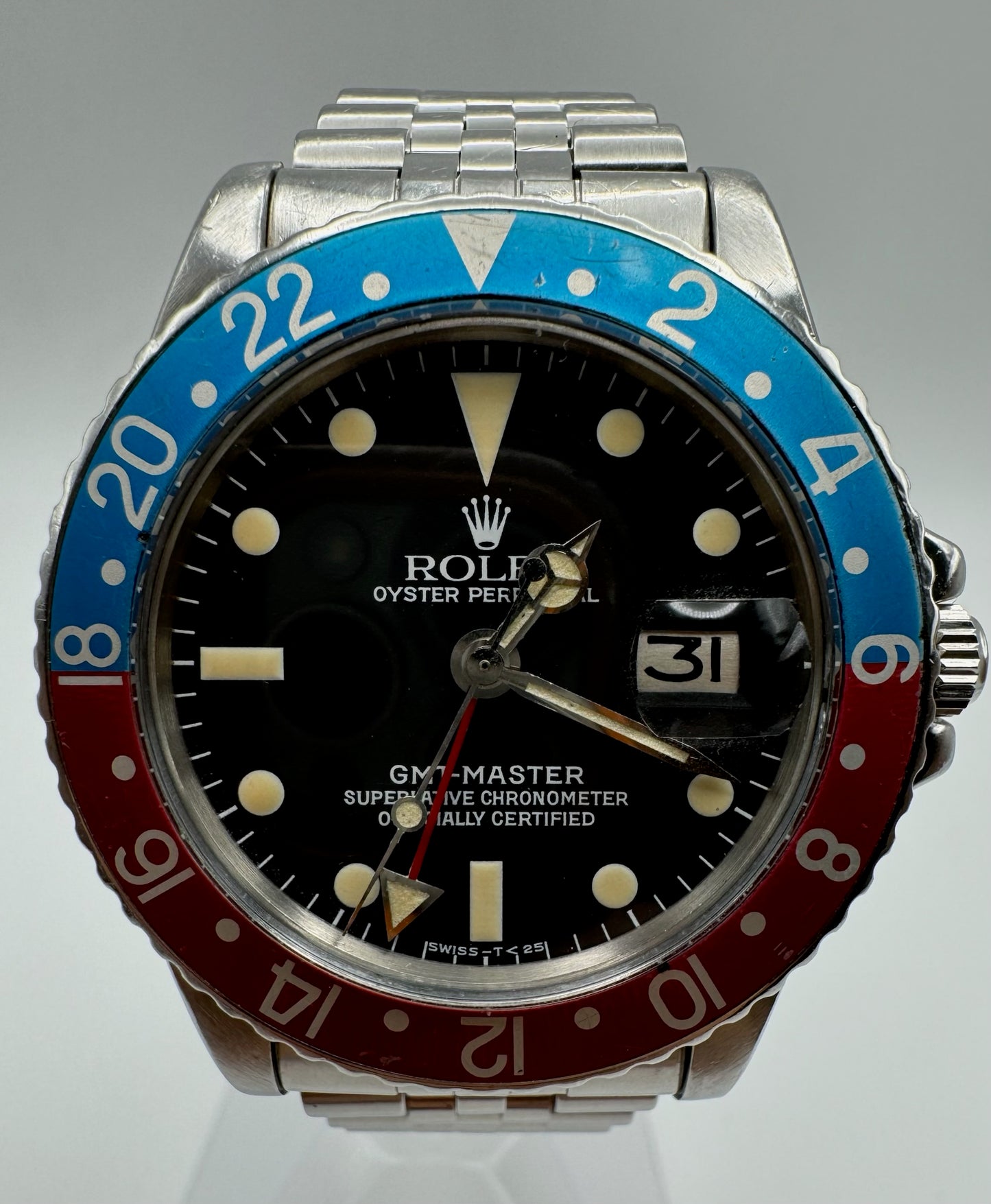 Rolex GMT-Master 1675 Steel Jubilee Faded Turquoise Pepsi Insert 1971 (Unpolished)