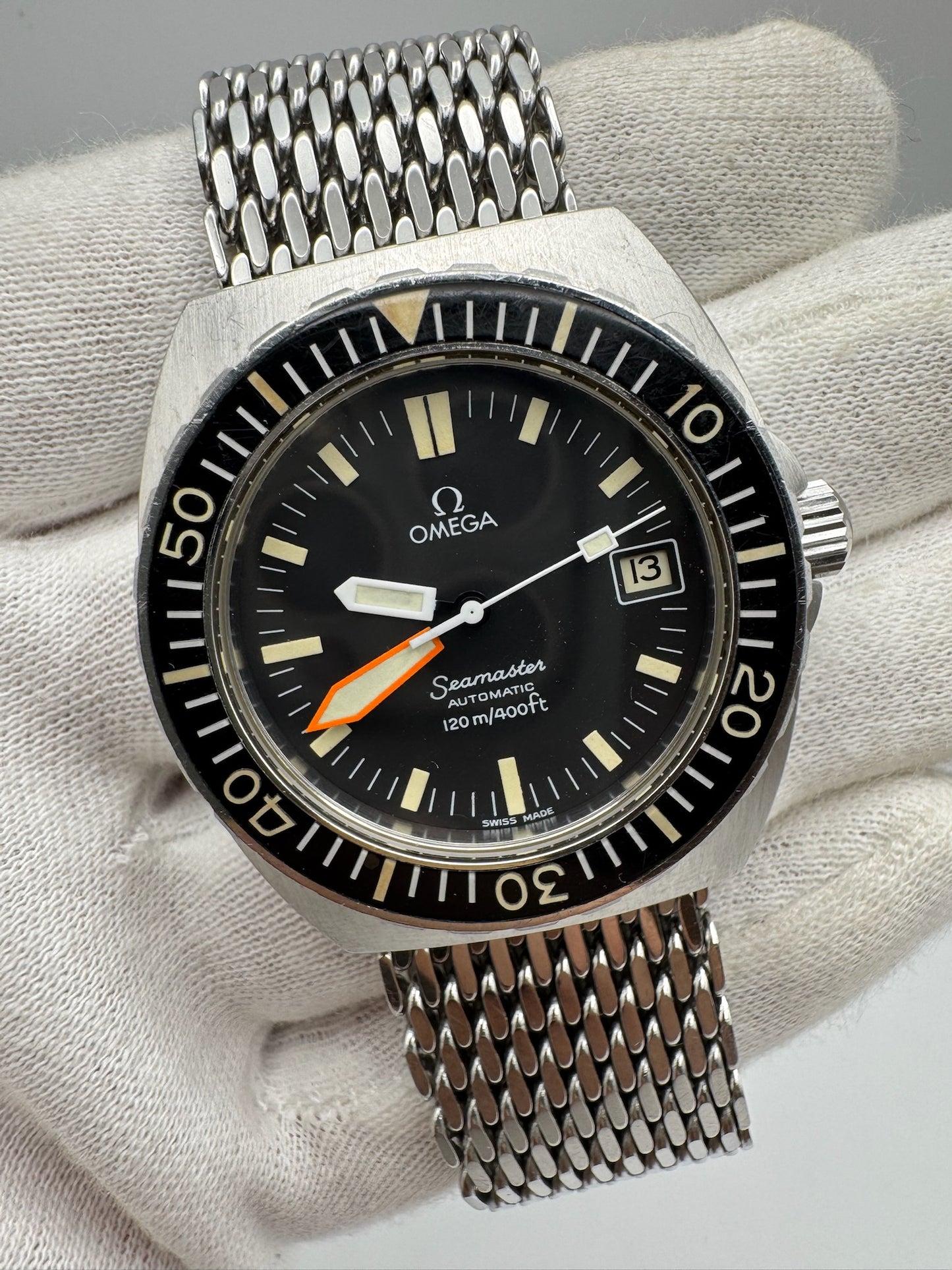 Omega Seamaster Baby Ploprof Full Steel Mesh Bracelet Yellow Patina (Unpolished/Serviced)