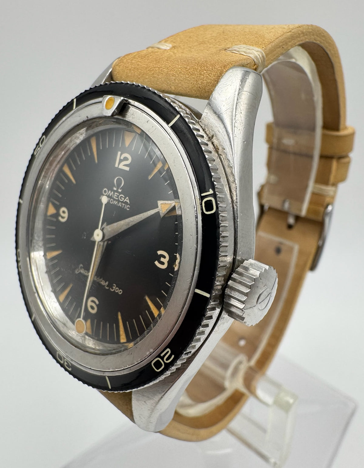 Omega Seamaster 300 Steel Pumpkin Patina Lollipop Hand 1958 (Unpolished/Serviced)