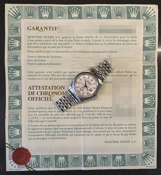 Rolex Datejust 36 Full Steel Jubilee White Porcelain Dial KSA Saudi Arabia Fahed 1988 (Full-Set/Unpolished)