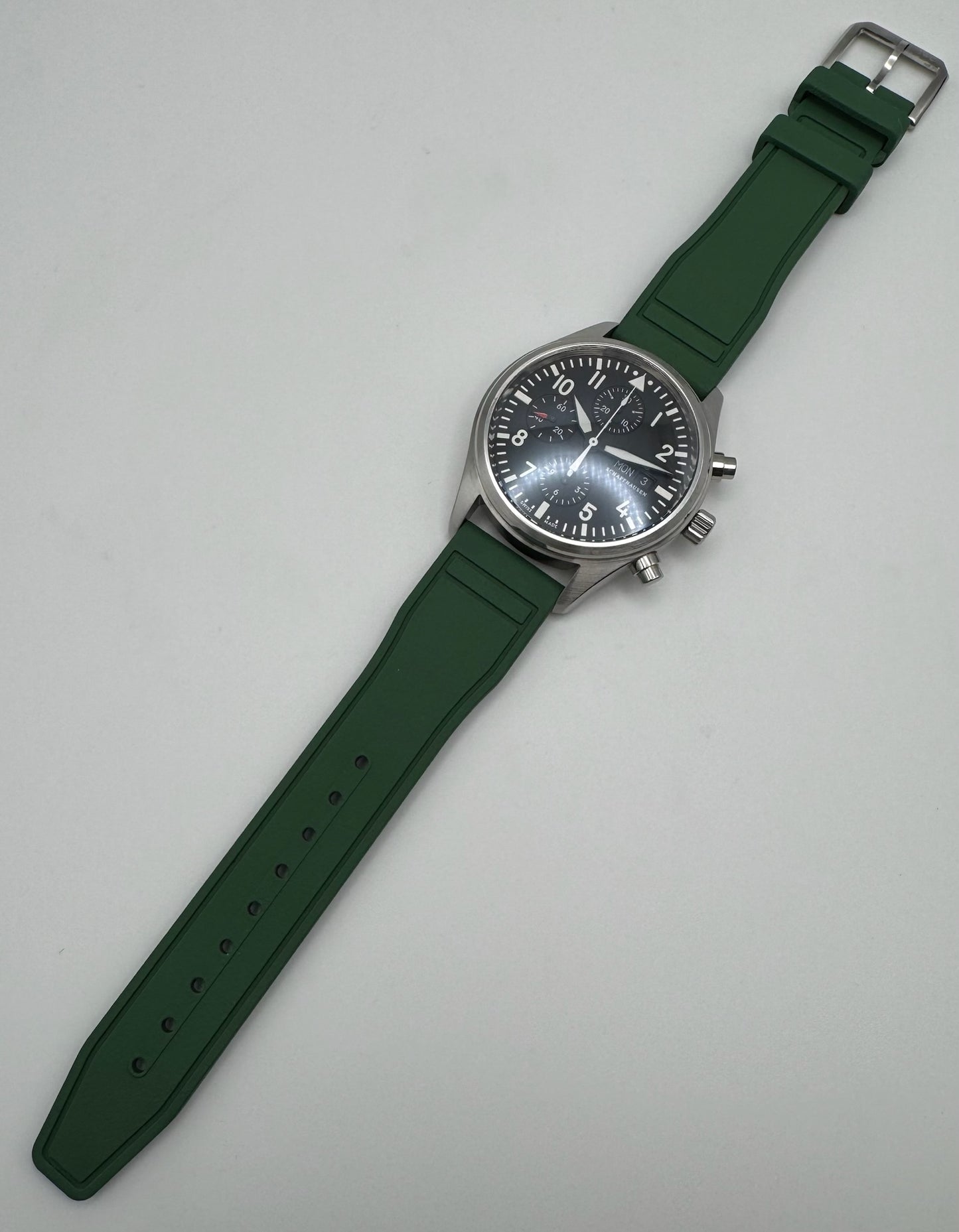 IWC Pilot Chronograph Steel 42 Green Strap (Unpolished)