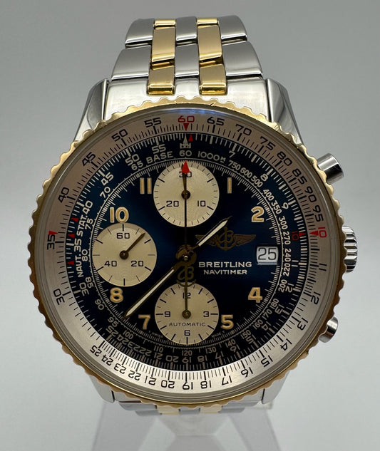 Breitling Old Navitimer Two Tone Blue Tritium Dial Yellow Patina Steel/Yellow Gold (Serviced)