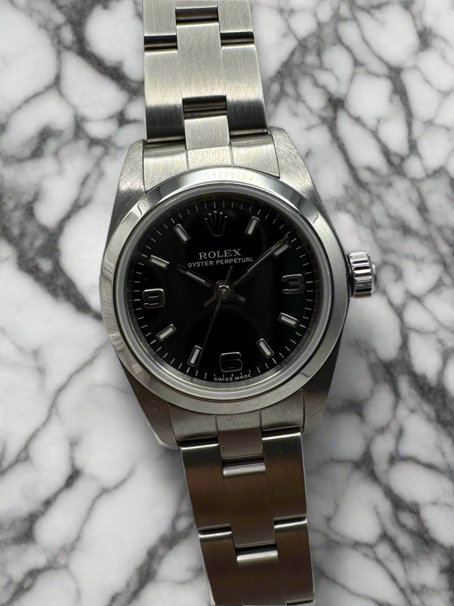 Rolex Oyster Perpetual Lady 24 Full Steel Oyster Black Dial (Mint/Unpolished)