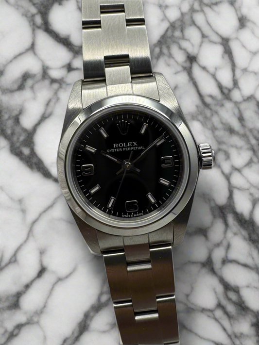 Rolex Oyster Perpetual Lady 24 Full Steel Oyster Black Dial (Mint/Unpolished)