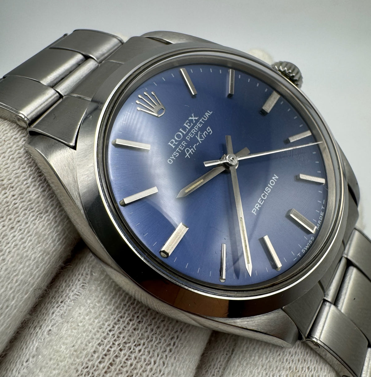 Rolex Air King Full Steel Oyster Riveted Bracelet Blue Dial 1972