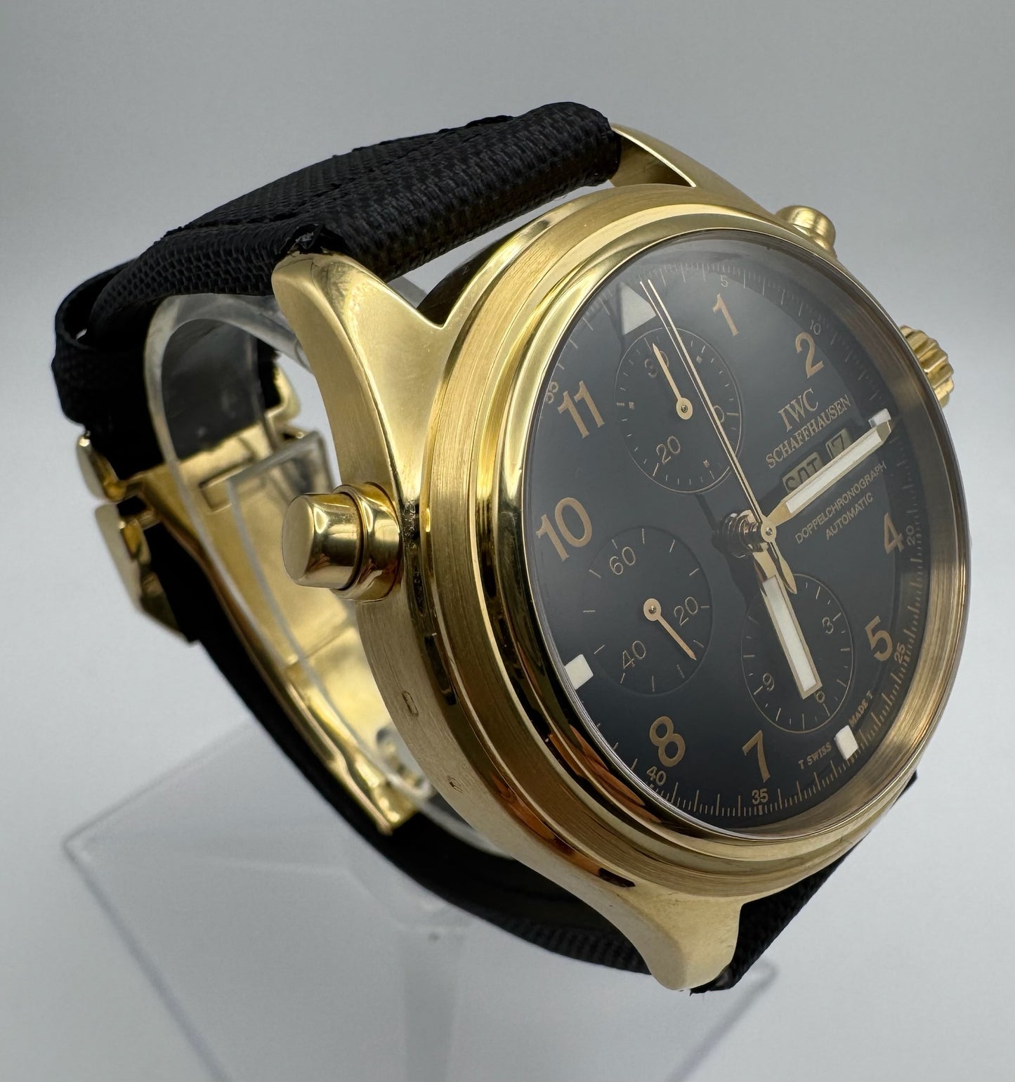 IWC Pilot Double Chronograph Doppelchronograph Pilot Yellow Gold Black Dial 1999 (Full-Set)