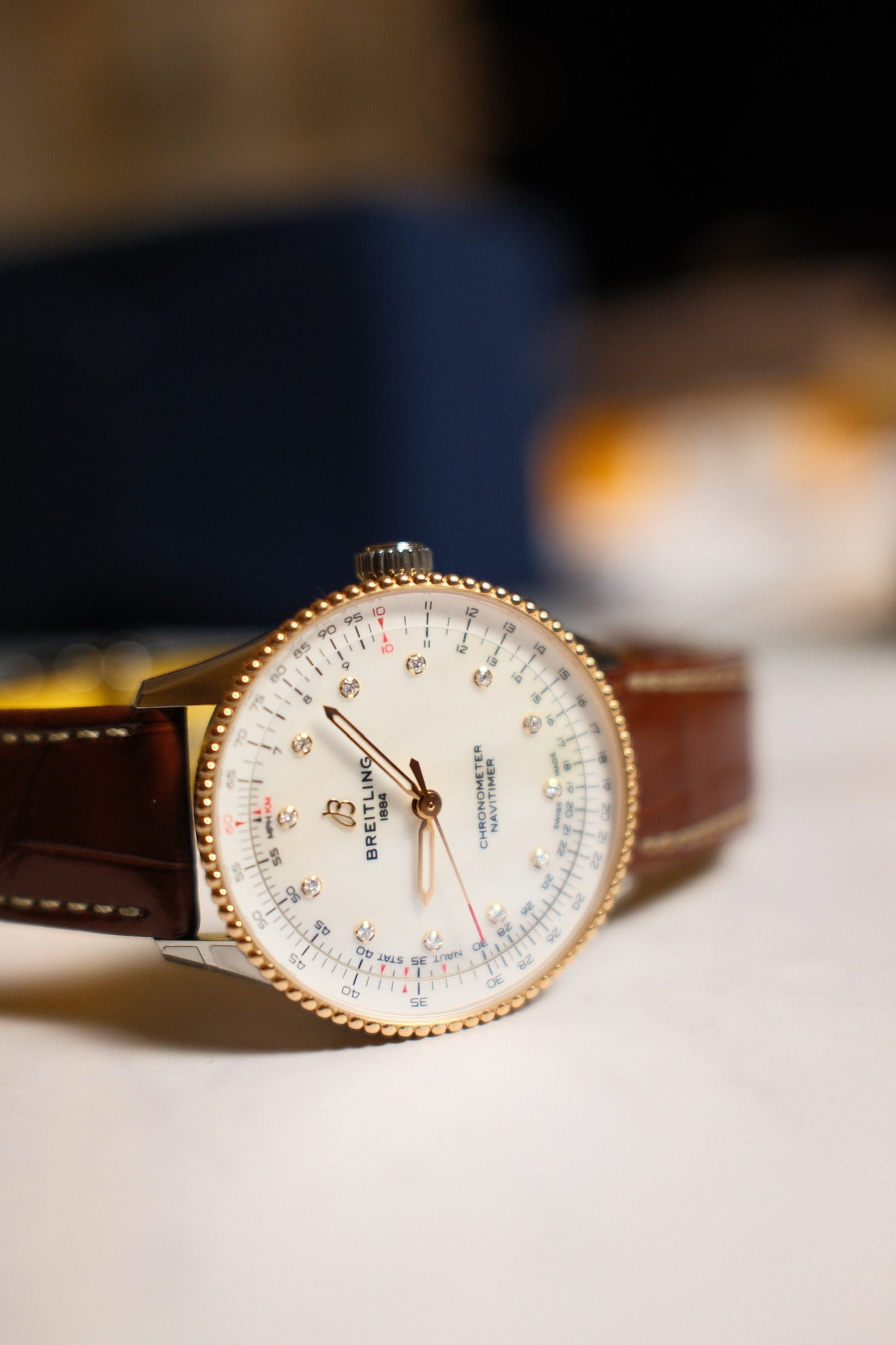 Breitling Navitimer 36 Mother Of Pearl Diamond Dial Special Edition (Full-Set/Mint)