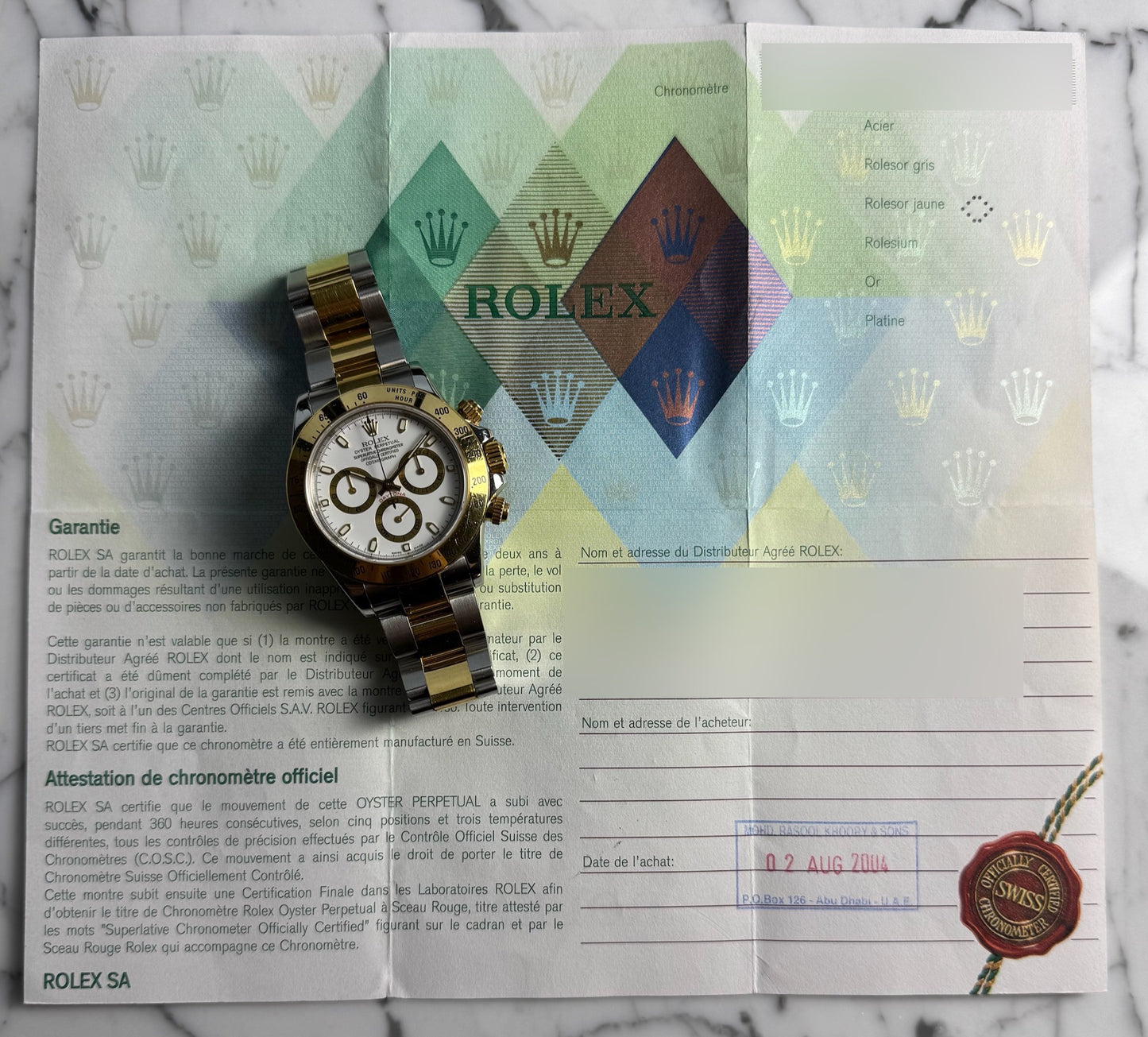Rolex Daytona 116523 Steel/Yellow Gold White Dial Original Owner 2004 (Full-Set/Unpolished)