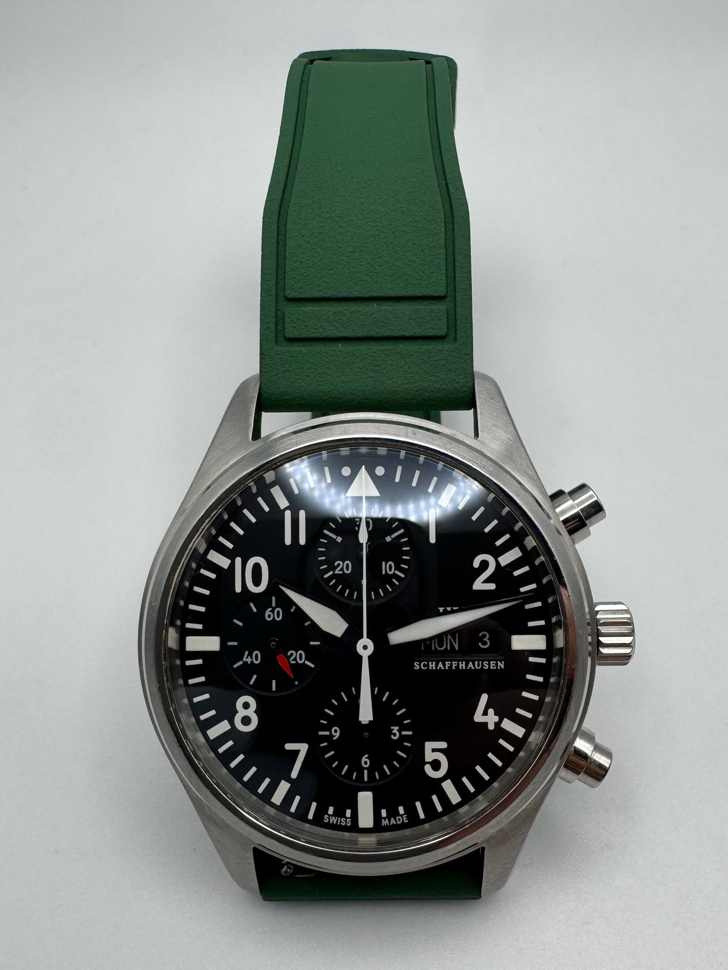 IWC Pilot Chronograph Steel 42 Green Strap (Unpolished)