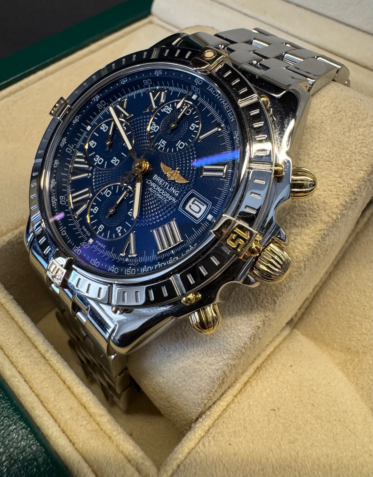 Breitling Crosswind Chronograph Two-Tone Blue Dial (Serviced)