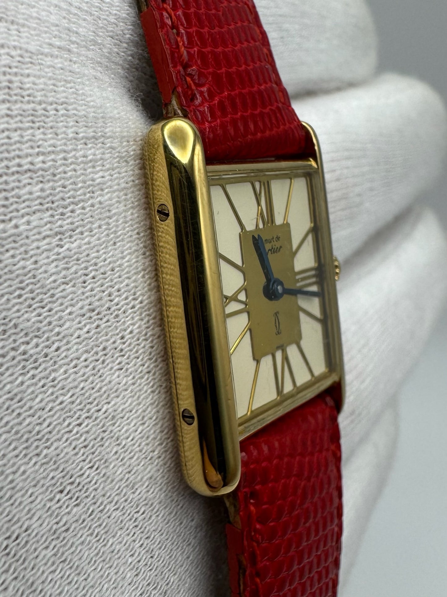 Cartier Tank Vermeil Gold Plated Quartz Stella Dial