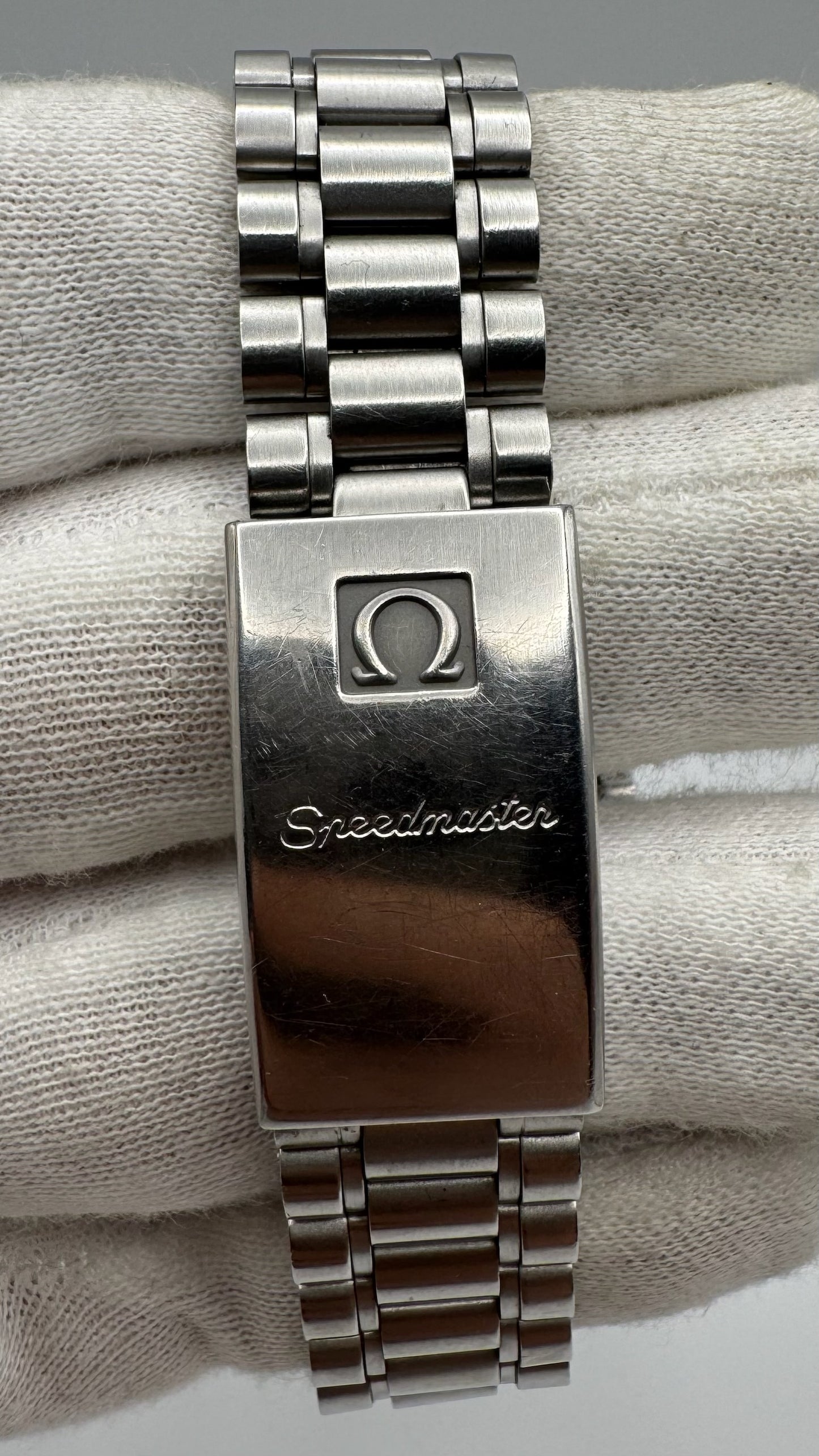 Omega Speedmaster Professional Moonwatch Full Steel Yellow Patina Step Dial Ghost Bezel (Serviced)