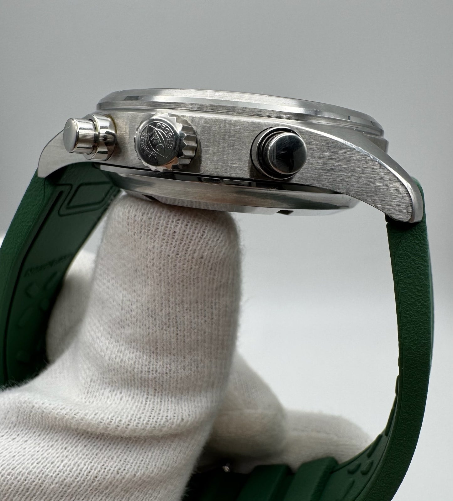 IWC Pilot Chronograph Steel 42 Green Strap (Unpolished)