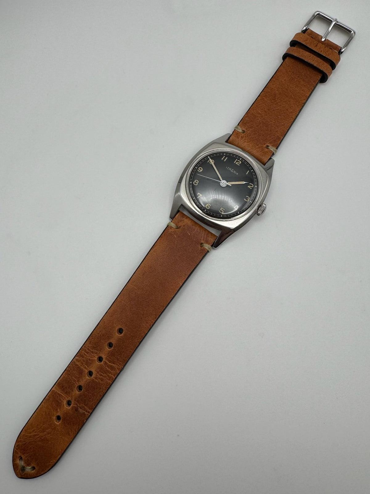 Lemania WWII Majetek Czech Air Force Steel Yellow Patina Military Pilot’s Watch 1939 (Serviced)