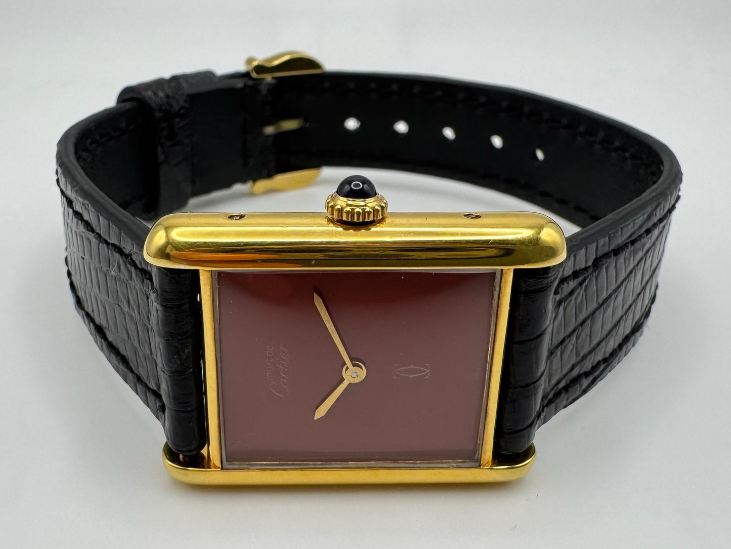 Cartier Tank Vermeil Manual with Rare Burgundy Dial (Serviced)