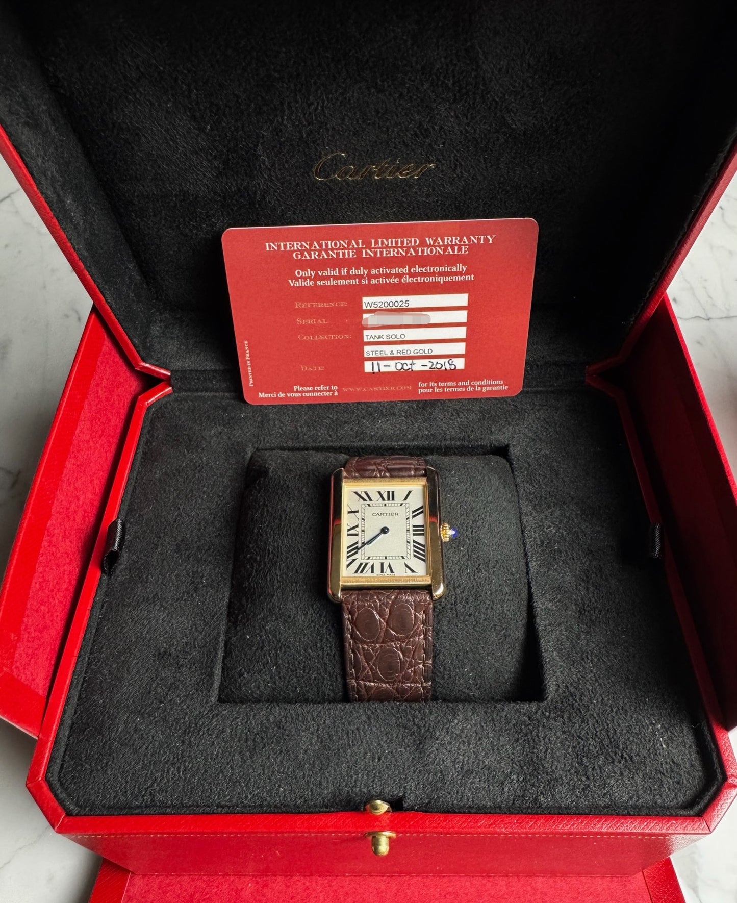 Cartier Tank Solo Large Size Rose Gold 2018 (Full-Set/Mint)