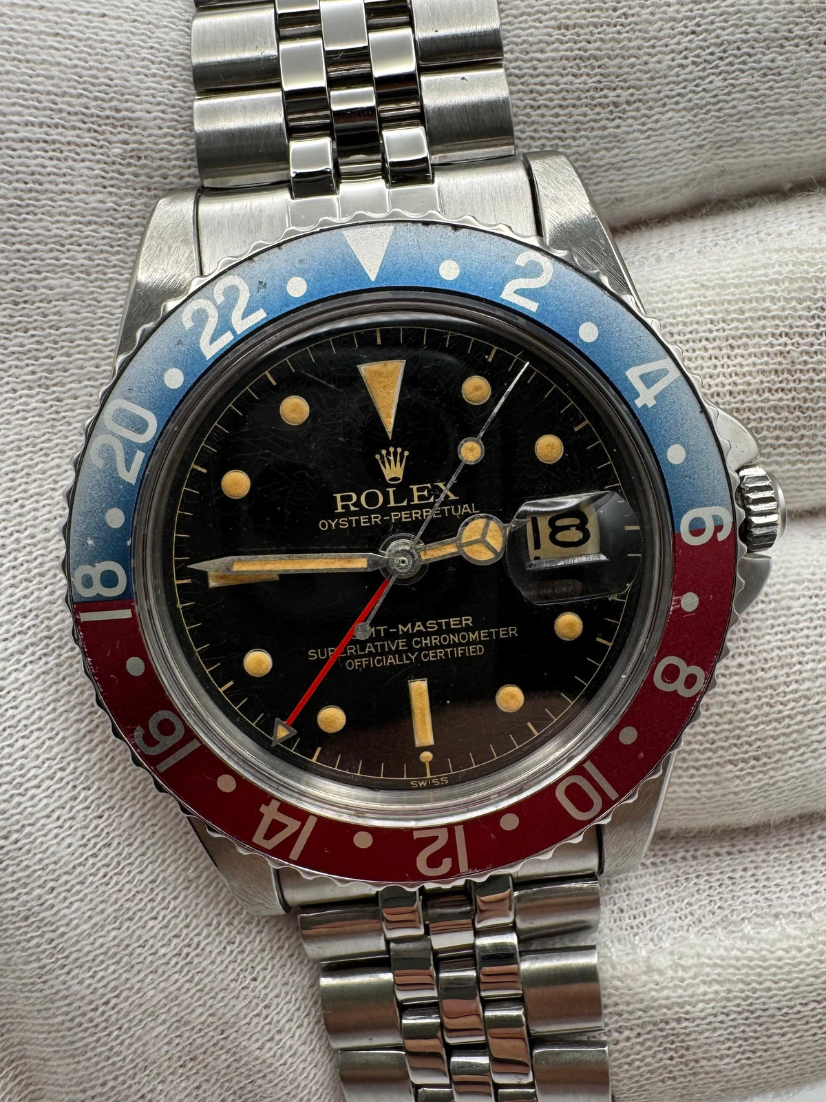 Rolex GMT-Master 1675 PCG Jubilee Glossy Gilt Chapter Ring/Exclamation Point 1960 (Serviced)