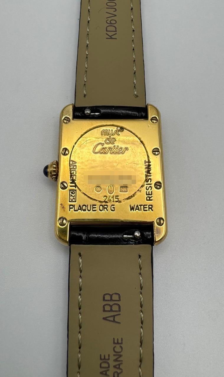 Cartier Tank Vermeil Gold Plated Quartz White Roman Dial