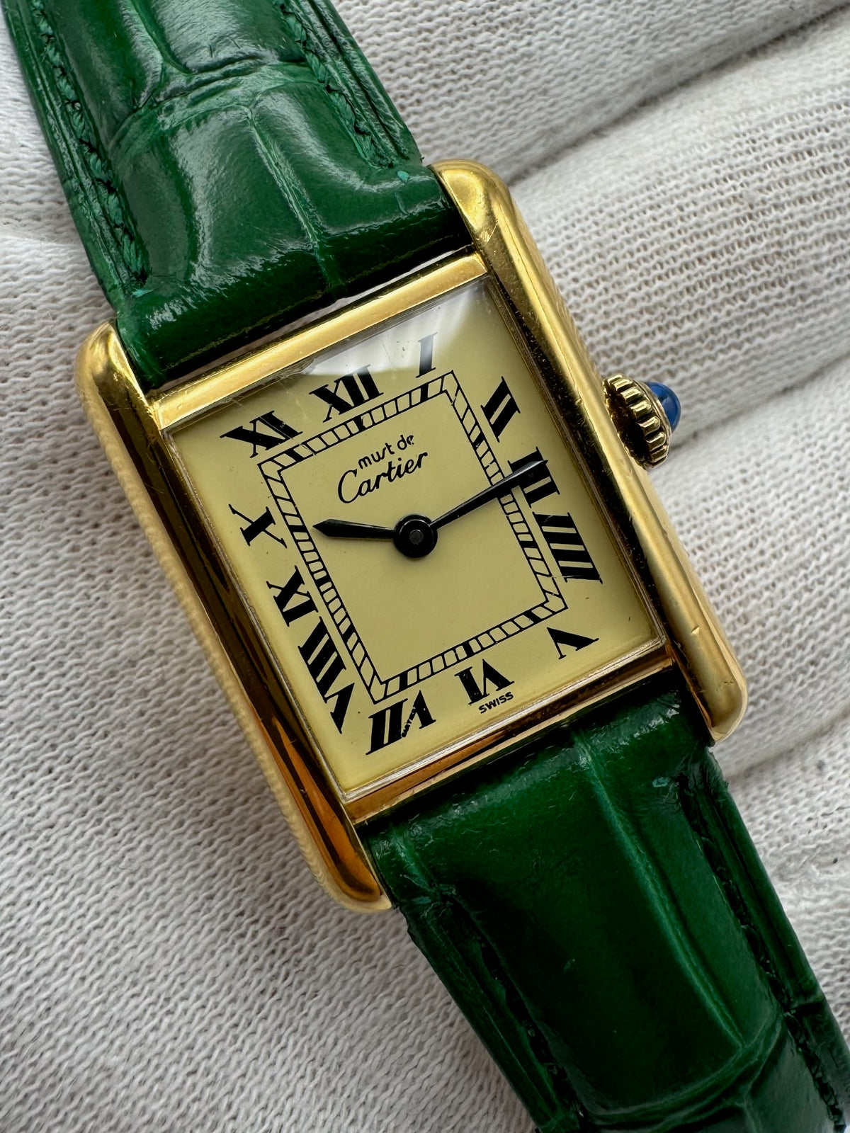 Cartier Tank Vermeil Gold Plated Manual Winding Lemon Dial