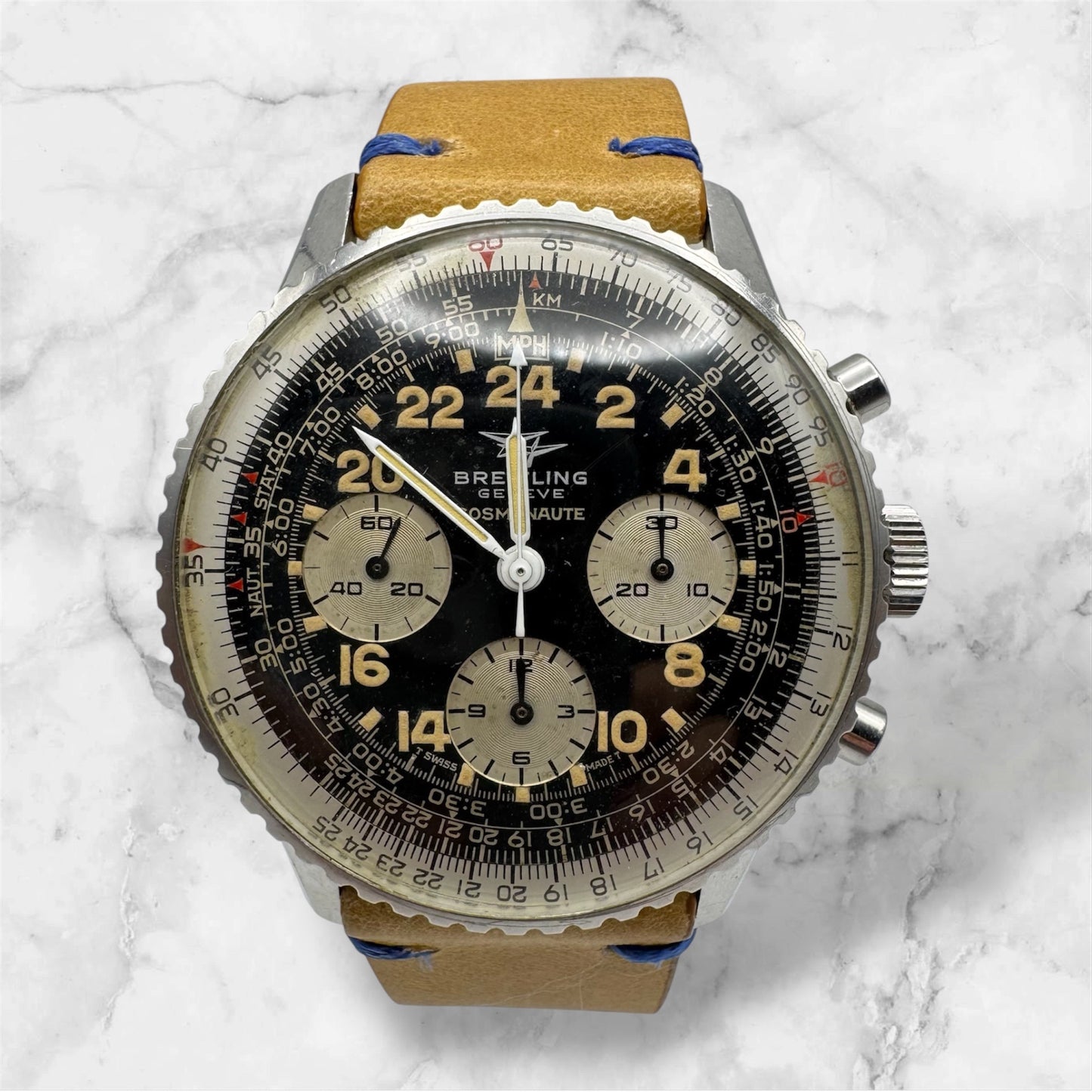 Breitling Navitimer Cosmonaute 809 Steel Heavy Patina Jordanian Military Pilot (Unpolished/Serviced)
