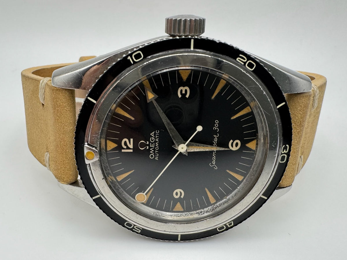 Omega Seamaster 300 Steel Pumpkin Patina Lollipop Hand 1958 (Unpolished/Serviced)