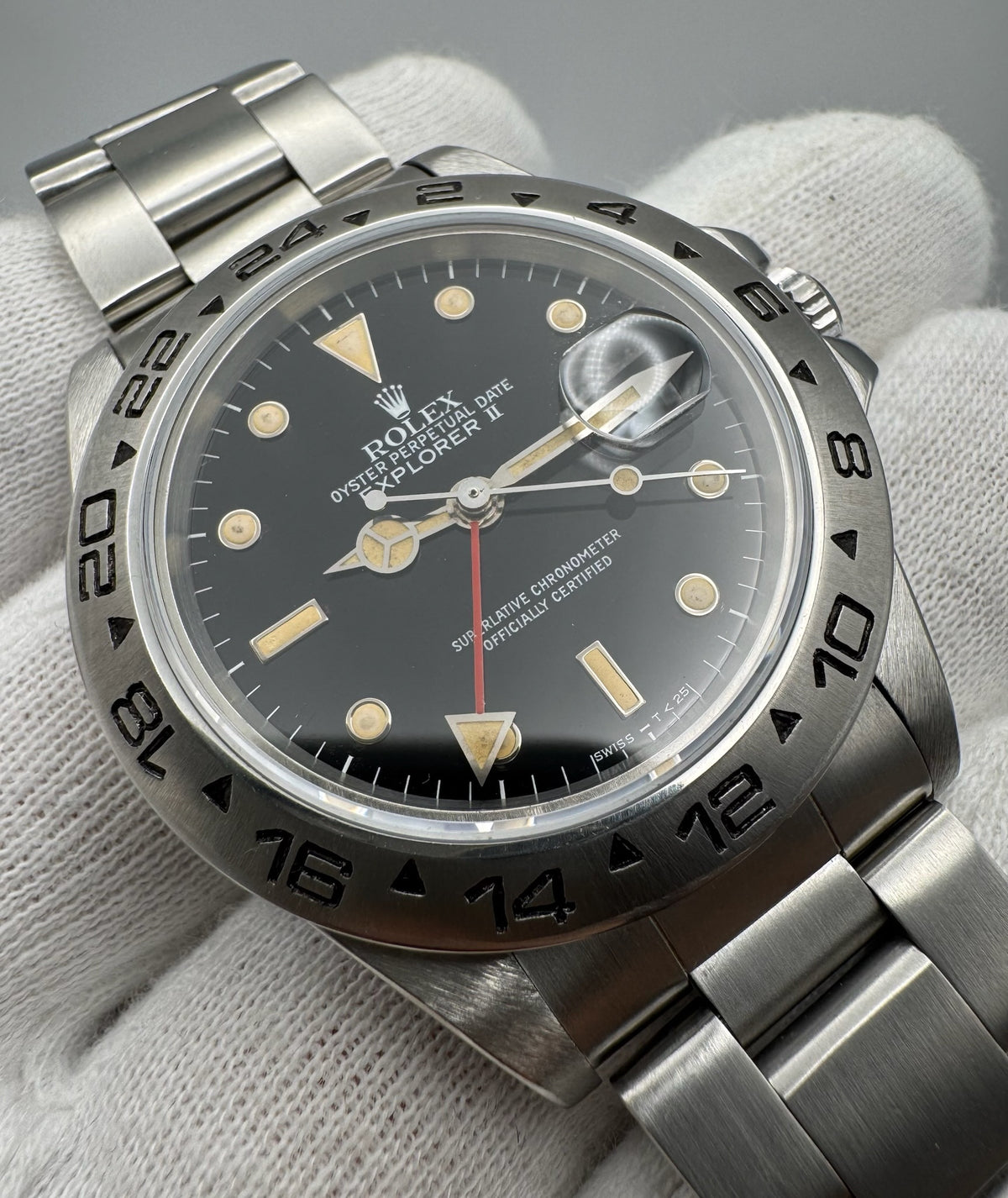 Rolex Explorer II 16550 Black Dial Yellow Patina 1983