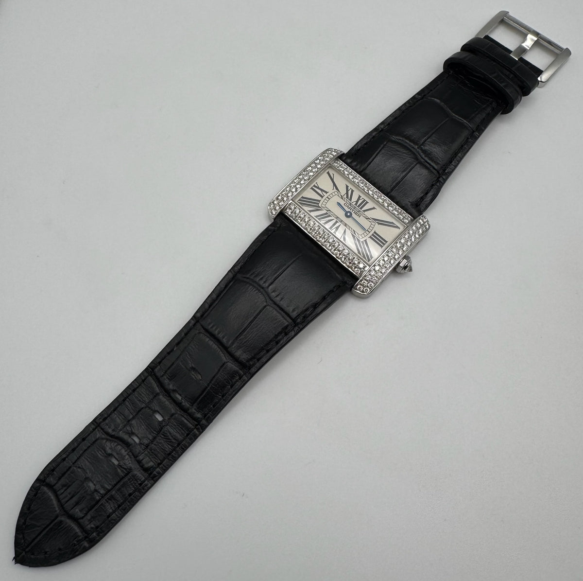 Cartier Tank Divan W6300655 Large Model 30x38mm Steel Diamond Set 2006 (Full-Set/Unpolished)