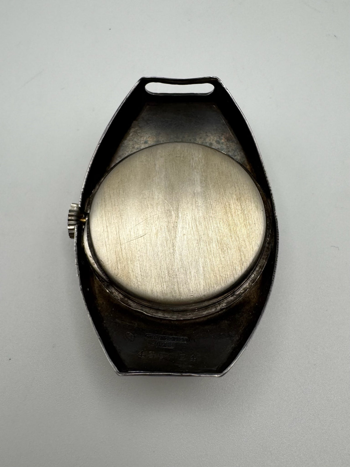Movado Vintage Military Trench Watch Sterling Silver Large Case Porcelain Dial 1920s (Unpolished)