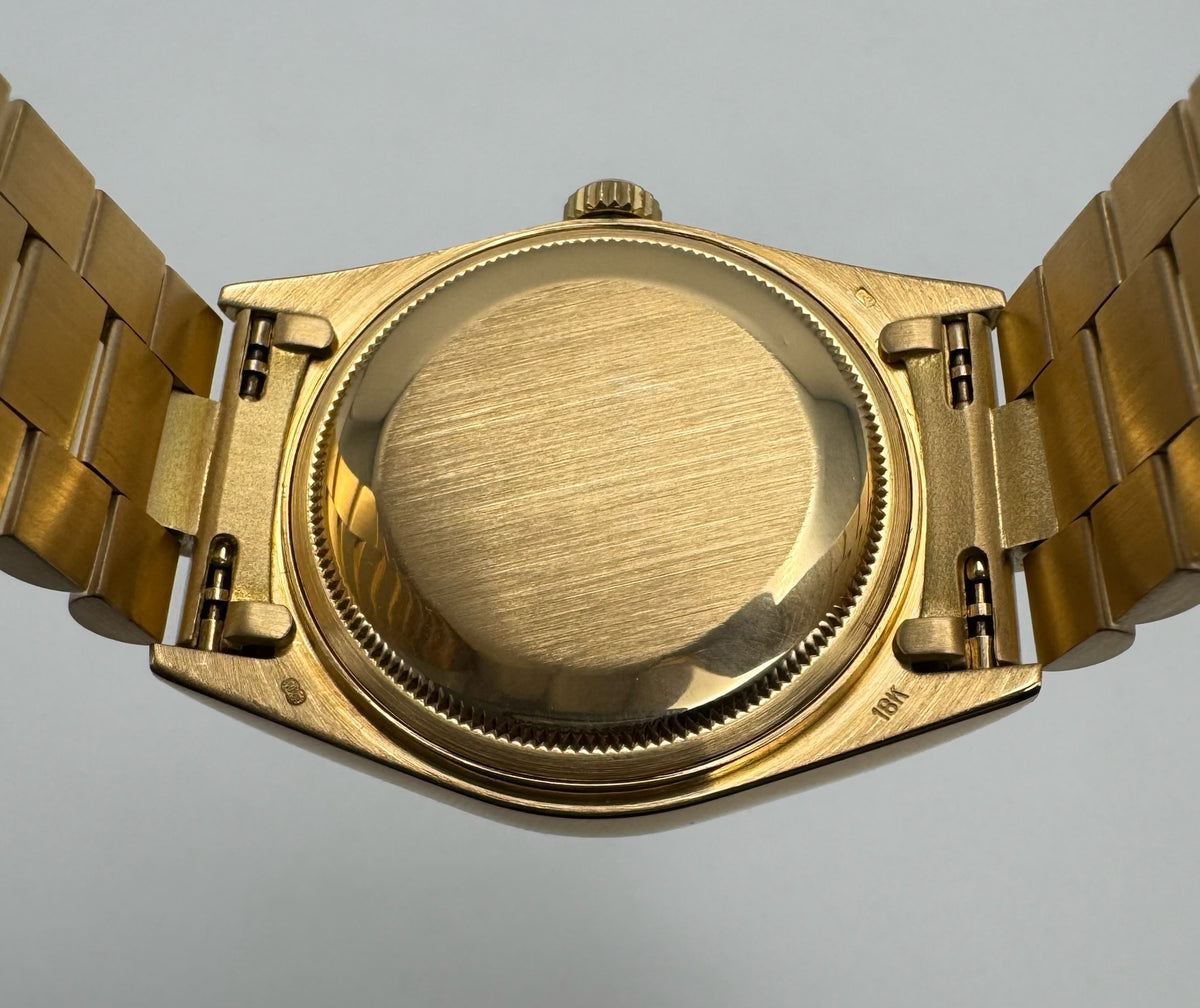 Rolex Day-Date 18038 Yellow Gold Burl Wood Dial Rare 1986 (Full-Set/Serviced)