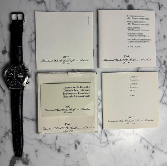 IWC Pilot Chronograph IW3706 Black Tritium Dial 1997 (Papers)