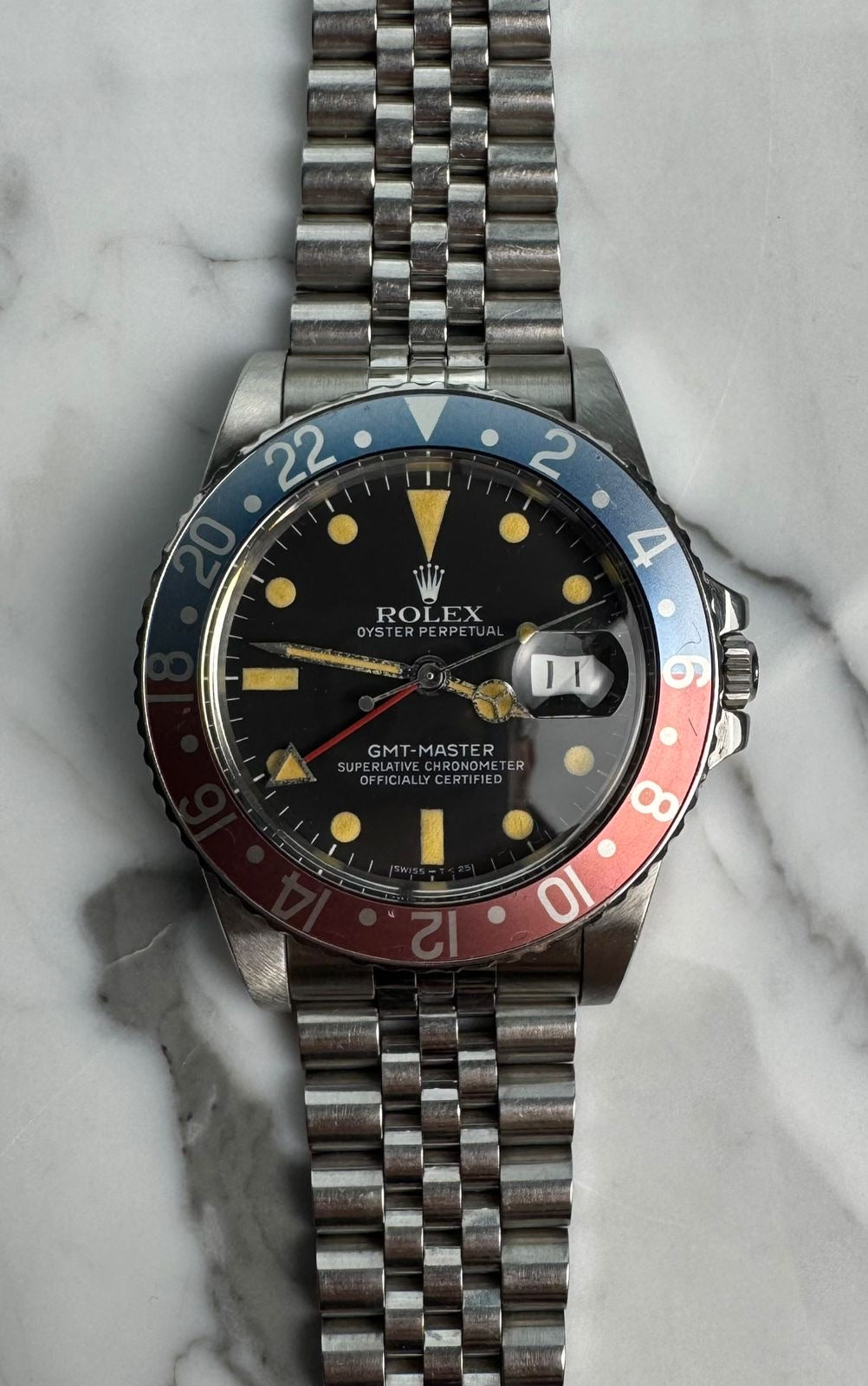Rolex GMT-Master 16750 Matte Dial Heavy Patina Faded Pepsi Bezel 1984 (Full-Set/Serviced)