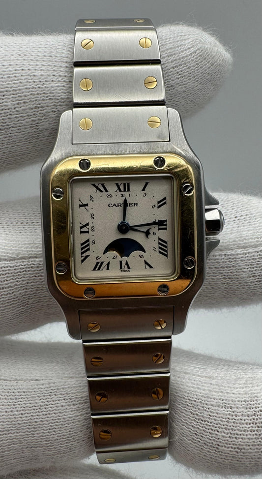 Cartier Santos Galbée Two-Tone Moonphase/Date 24x32mm Quartz 1998 (Unpolished)