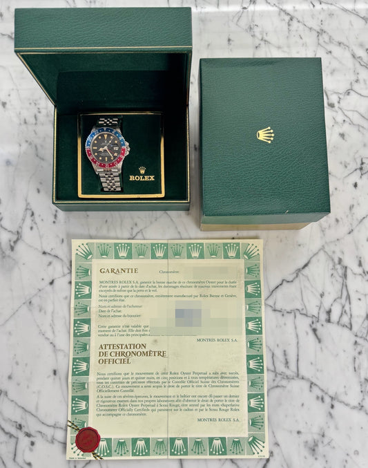 Rolex GMT-Master 1675 MK4 Pepsi Yellow Patina 1978 (Full-Set/Unpolished/Serviced)