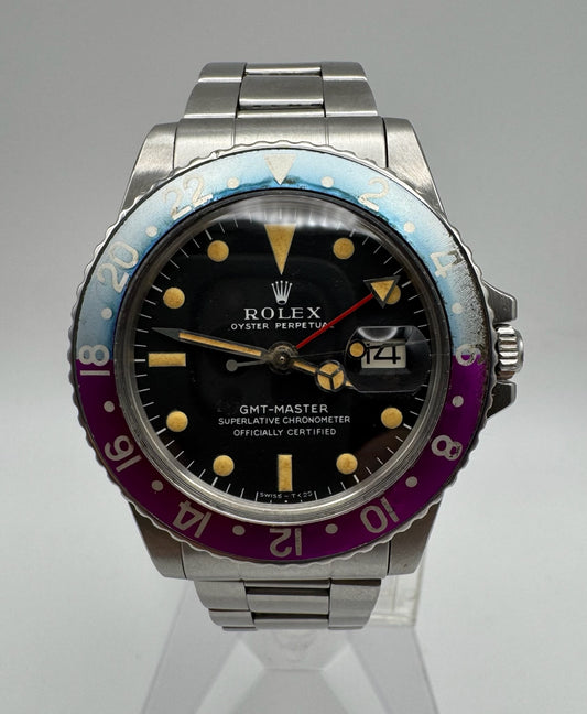 Rolex GMT-Master 1675 MK1 Long E Pumpkin Zinc Sulfide Lume Fuchsia Insert 1968