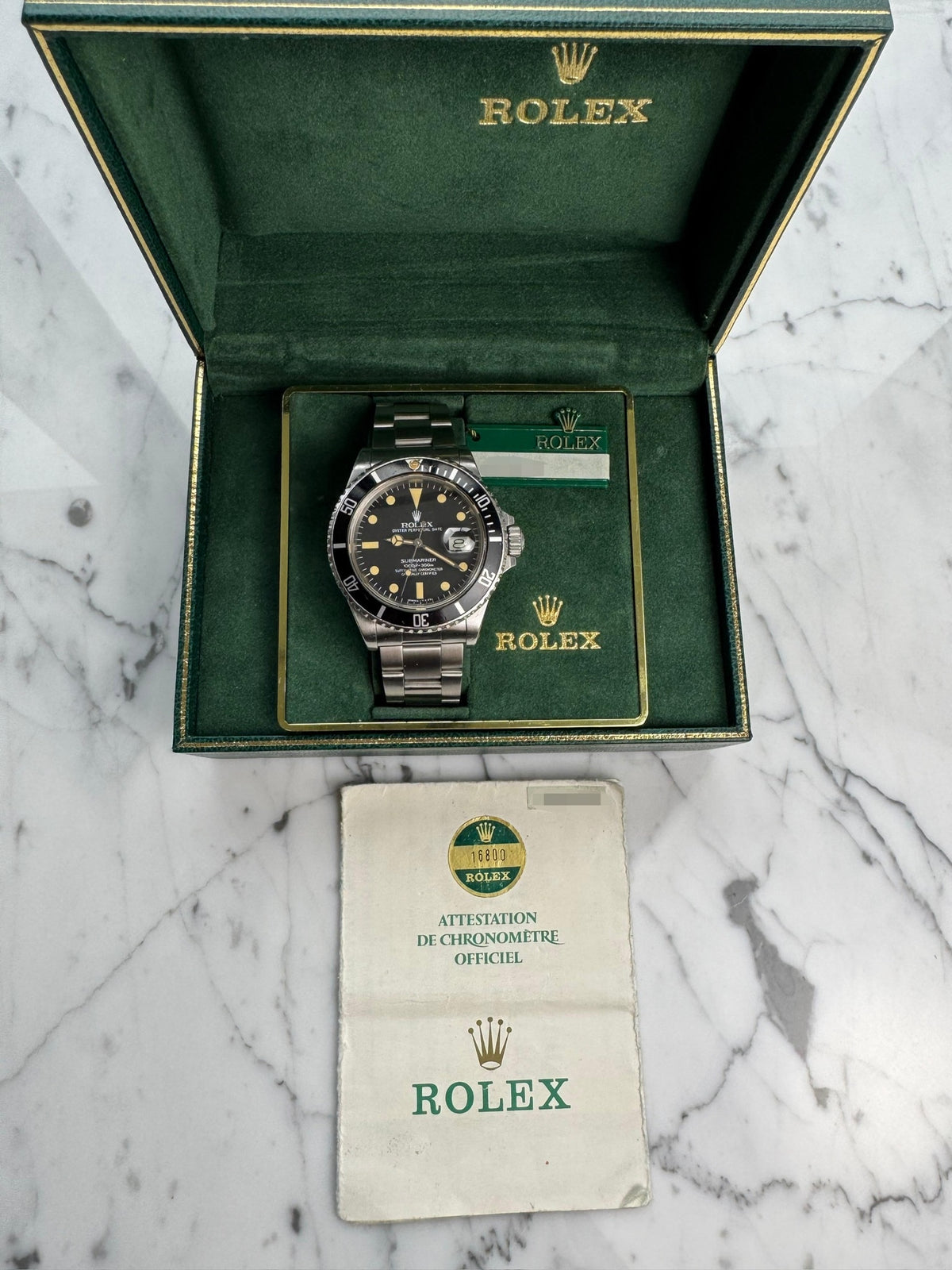Rolex Submariner Date 16800 Matte Dial Yellow Patina 1986 (Full-Set/Serviced)