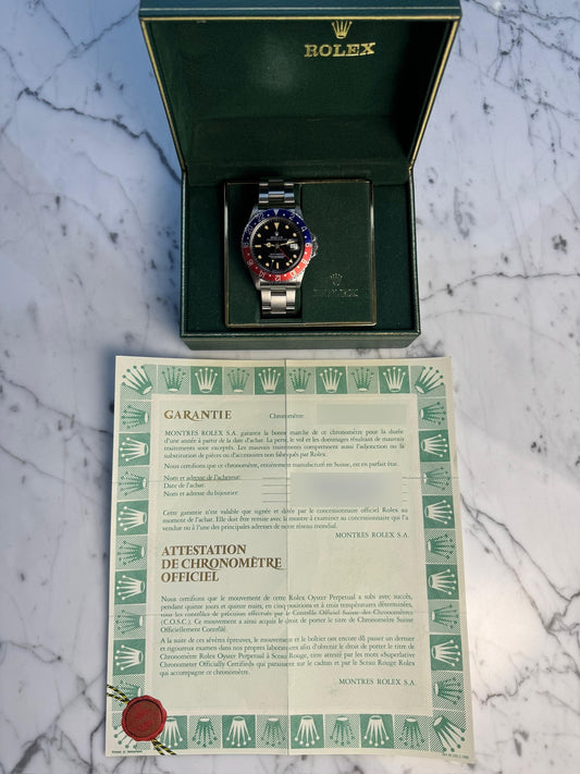 Rolex GMT-Master 16750 Pepsi Bezel Yellow Patina 1986 (Full-Set/Serviced)