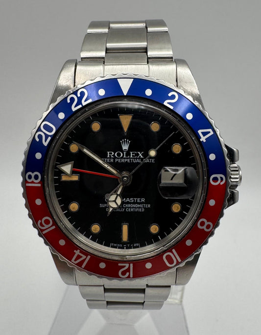 Rolex GMT-Master 16750 Pepsi Bezel Pumpkin Patina 1985 (Serviced)