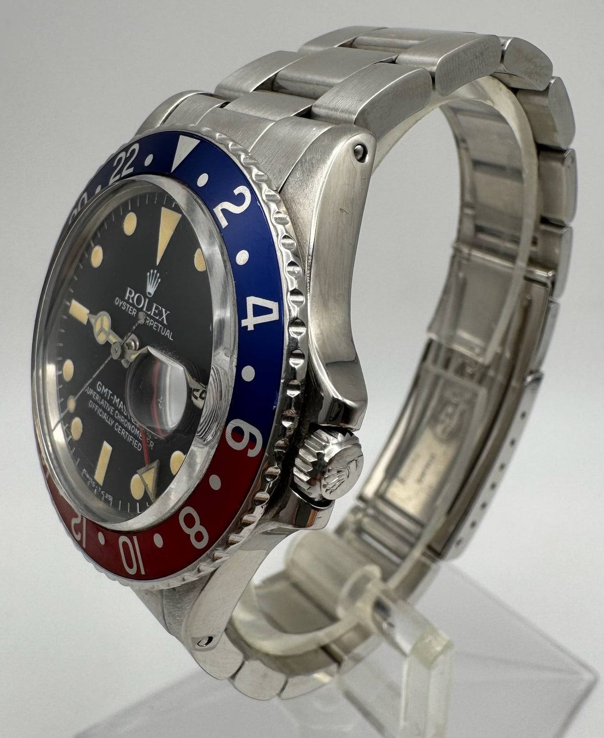 Rolex GMT-Master 1675 Pepsi Matte Tritium Dial Yellow Patina Vintage 1970