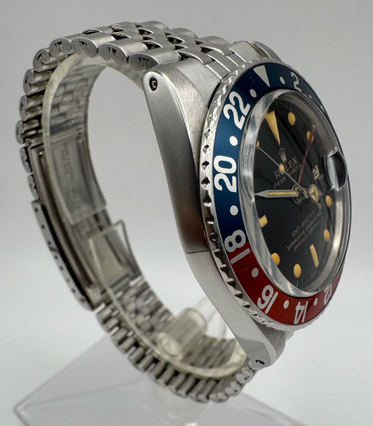 Rolex GMT-Master 1675 Glossy Gilt Mega Font Pepsi Insert Heavy Zinc Sulfide Patina 1964 (Serviced)