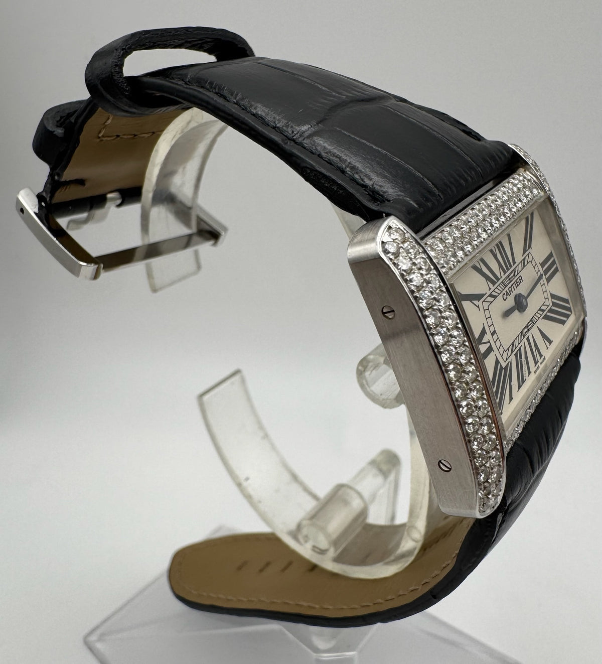 Cartier Tank Divan W6300655 Large Model 30x38mm Steel Diamond Set 2006 (Full-Set/Unpolished)